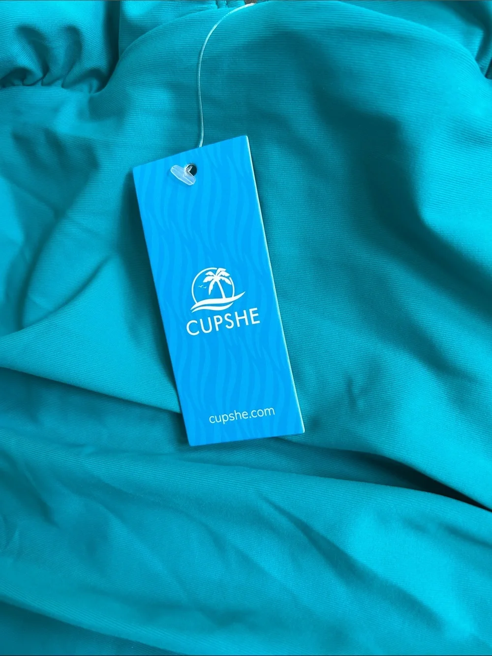 ⭐️NWT!⭐️Cupshe Turquoise Swimsuit w Ruching Sz L w Measurements